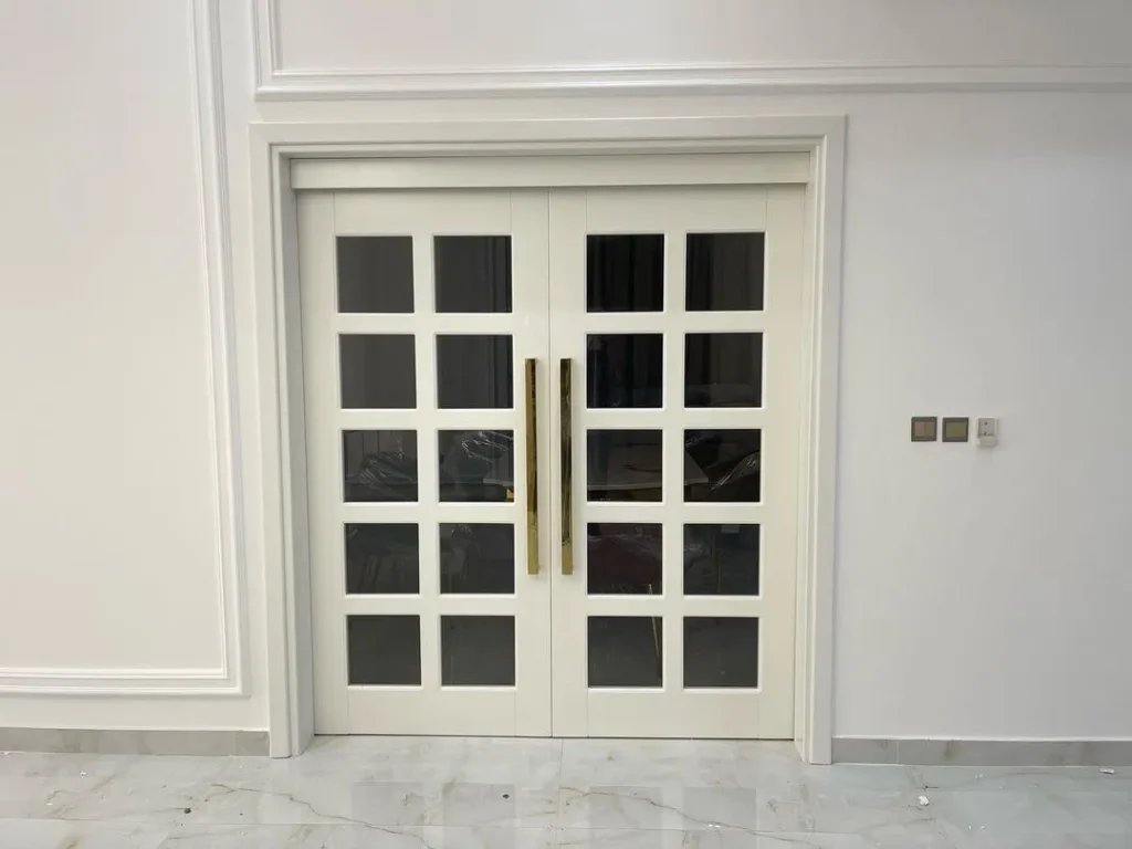 solid door with glass